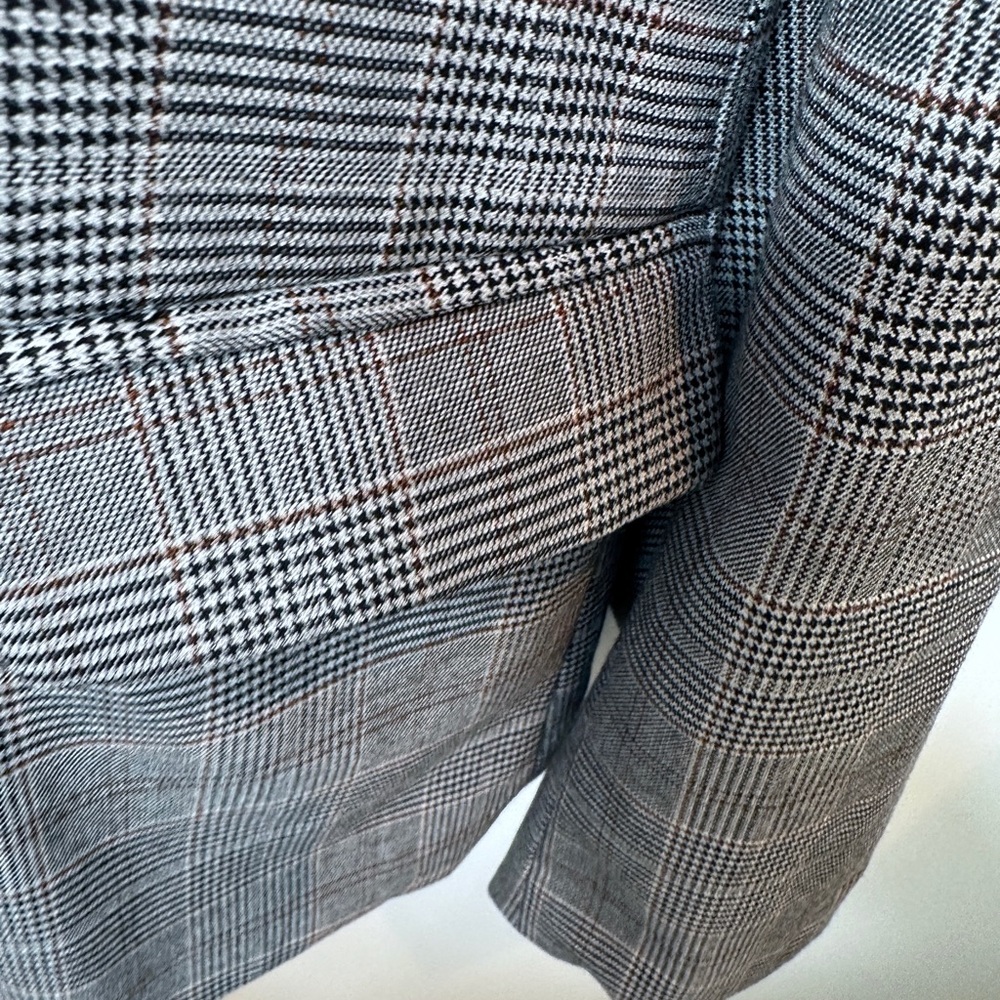 Cynthia Rowley Grey Plaid Blazer Jacket Hoodie Insert Layered Look XL - Picture 9 of 11